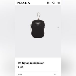 Prada mini pouch clips to bag